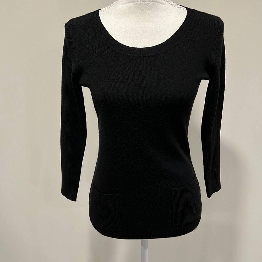 Banana Republic Black 7/8 Length Sleeve 2 Pocket Lightweight Sweater Size Small
